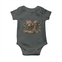 Army Military Dad Combat Boots American Flag Baby Onesie