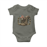 Army Military Dad Combat Boots American Flag Baby Onesie