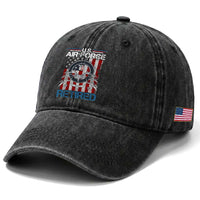 Veteran US Air Force Retired Washed Cotton Baseball Cap Vintage American Flag
