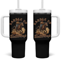 Funny African American Cowgirl Tumbler With Handle Saddle Up Buttercup Southern Western