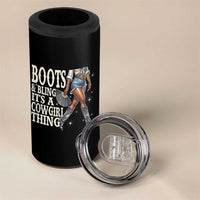 Funny African American Cowgirl 4 in 1 Can Cooler Tumbler Boots And Bling It's A Cowgirl Thing