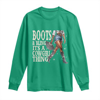 Funny African American Cowgirl Long Sleeve Shirt Boots And Bling It's A Cowgirl Thing