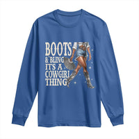 Funny African American Cowgirl Long Sleeve Shirt Boots And Bling It's A Cowgirl Thing