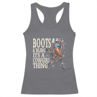 Funny African American Cowgirl Racerback Tank Top Boots And Bling It's A Cowgirl Thing