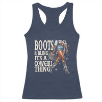 Funny African American Cowgirl Racerback Tank Top Boots And Bling It's A Cowgirl Thing