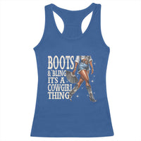 Funny African American Cowgirl Racerback Tank Top Boots And Bling It's A Cowgirl Thing