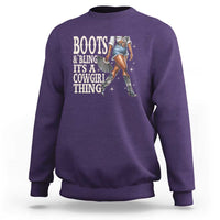 Funny African American Cowgirl Sweatshirt Boots And Bling It's A Cowgirl Thing