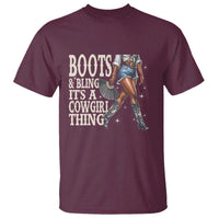 Funny African American Cowgirl T Shirt Boots And Bling It's A Cowgirl Thing