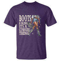 Funny African American Cowgirl T Shirt Boots And Bling It's A Cowgirl Thing