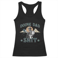 Funny Western Father Doing Dad Shit Racerback Tank Top Cowboy Skeleton Toilet Dad Jokes Father's Day