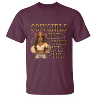 Funny African American Cowgirl T Shirt Cowgirls Just Wanna Have Fun Western