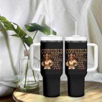 Funny African American Cowgirl Tumbler With Handle Cowgirls Just Wanna Have Fun Western