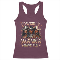 Funny Black African American Cowgirl Racerback Tank Top Cowgirls Just Wanna Have Fun
