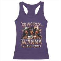Funny Black African American Cowgirl Racerback Tank Top Cowgirls Just Wanna Have Fun