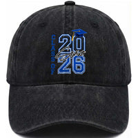 Class of 2026 Senior Washed Cotton Baseball Cap School Graduation 26