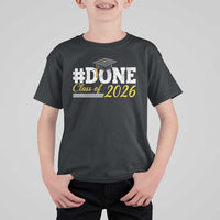Done Class of 2026 Graduation T Shirt For Kid Mortarboard Graphic