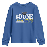 Done Class of 2026 Graduation Youth Sweatshirt Mortarboard Graphic