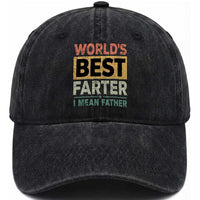 Worlds Best Farter I Mean Father Washed Cotton Baseball Cap Funny Farted Dad Father's Day