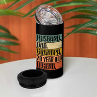 Husband Dad Grandpa 70 Year Old Legend 4 in 1 Can Cooler Tumbler Funny 70th Birthday Fathers Day