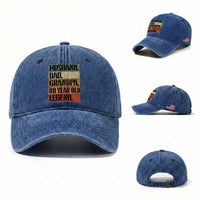 Husband Dad Grandpa 80 Year Old Legend Washed Cotton Baseball Cap Funny 80th Birthday Fathers Day