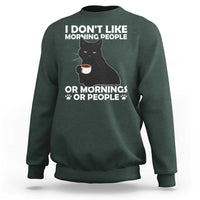 Sarcastic Cat Sweatshirt I Don't Like Morning People Mean Face With Coffee Cup - Wonder Print Shop
