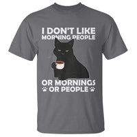 Sarcastic Cat T Shirt I Don't Like Morning People Mean Face With Coffee Cup - Wonder Print Shop