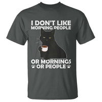 Sarcastic Cat T Shirt I Don't Like Morning People Mean Face With Coffee Cup - Wonder Print Shop