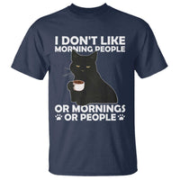 Sarcastic Cat T Shirt I Don't Like Morning People Mean Face With Coffee Cup - Wonder Print Shop