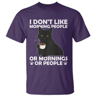 Sarcastic Cat T Shirt I Don't Like Morning People Mean Face With Coffee Cup - Wonder Print Shop