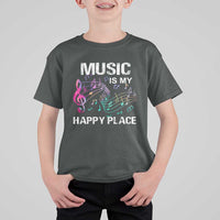 Music Is My Happy Place T Shirt For Kid Music Sheet Note Novelty Inspiring - Wonder Print Shop