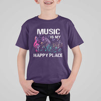 Music Is My Happy Place T Shirt For Kid Music Sheet Note Novelty Inspiring - Wonder Print Shop