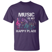 Music Is My Happy Place T Shirt Music Sheet Note Novelty Inspiring - Wonder Print Shop