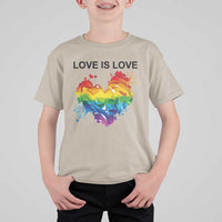 LGBTQ T Shirt For Kid Love Is Love Gay Pride LGBT Ally Vintage Rainbow Heart - Wonder Print Shop