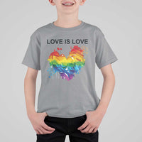LGBTQ T Shirt For Kid Love Is Love Gay Pride LGBT Ally Vintage Rainbow Heart - Wonder Print Shop