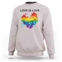 LGBTQ Sweatshirt Love Is Love Gay Pride LGBT Ally Vintage Rainbow Heart - Wonder Print Shop