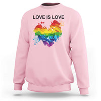 LGBTQ Sweatshirt Love Is Love Gay Pride LGBT Ally Vintage Rainbow Heart - Wonder Print Shop