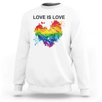 LGBTQ Sweatshirt Love Is Love Gay Pride LGBT Ally Vintage Rainbow Heart - Wonder Print Shop