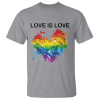 LGBTQ T Shirt Love Is Love Gay Pride LGBT Ally Vintage Rainbow Heart - Wonder Print Shop