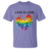 LGBTQ T Shirt Love Is Love Gay Pride LGBT Ally Vintage Rainbow Heart - Wonder Print Shop