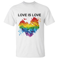 LGBTQ T Shirt Love Is Love Gay Pride LGBT Ally Vintage Rainbow Heart - Wonder Print Shop