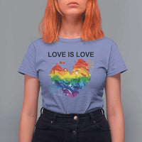 LGBTQ T Shirt For Women Love Is Love Gay Pride LGBT Ally Vintage Rainbow Heart - Wonder Print Shop