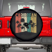 Funny Caribbean Vintage Palm Tree Sunset Summer Beach Vacation Spare Tire Cover