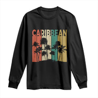 Funny Caribbean Vintage Palm Tree Sunset Summer Beach Vacation Long Sleeve Shirt