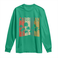 Funny Caribbean Vintage Palm Tree Sunset Summer Beach Vacation Long Sleeve Shirt