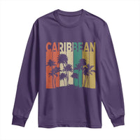 Funny Caribbean Vintage Palm Tree Sunset Summer Beach Vacation Long Sleeve Shirt