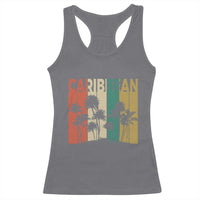 Funny Caribbean Vintage Palm Tree Sunset Summer Beach Vacation Racerback Tank Top