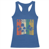 Funny Caribbean Vintage Palm Tree Sunset Summer Beach Vacation Racerback Tank Top