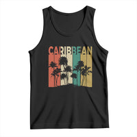 Funny Caribbean Vintage Palm Tree Sunset Summer Beach Vacation Tank Top