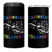 Caribbean Islands 4 in 1 Can Cooler Tumbler Caribbean Sea Tour Map Flag - Wonder Print Shop