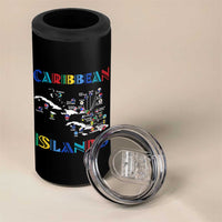 Caribbean Islands 4 in 1 Can Cooler Tumbler Caribbean Sea Tour Map Flag - Wonder Print Shop